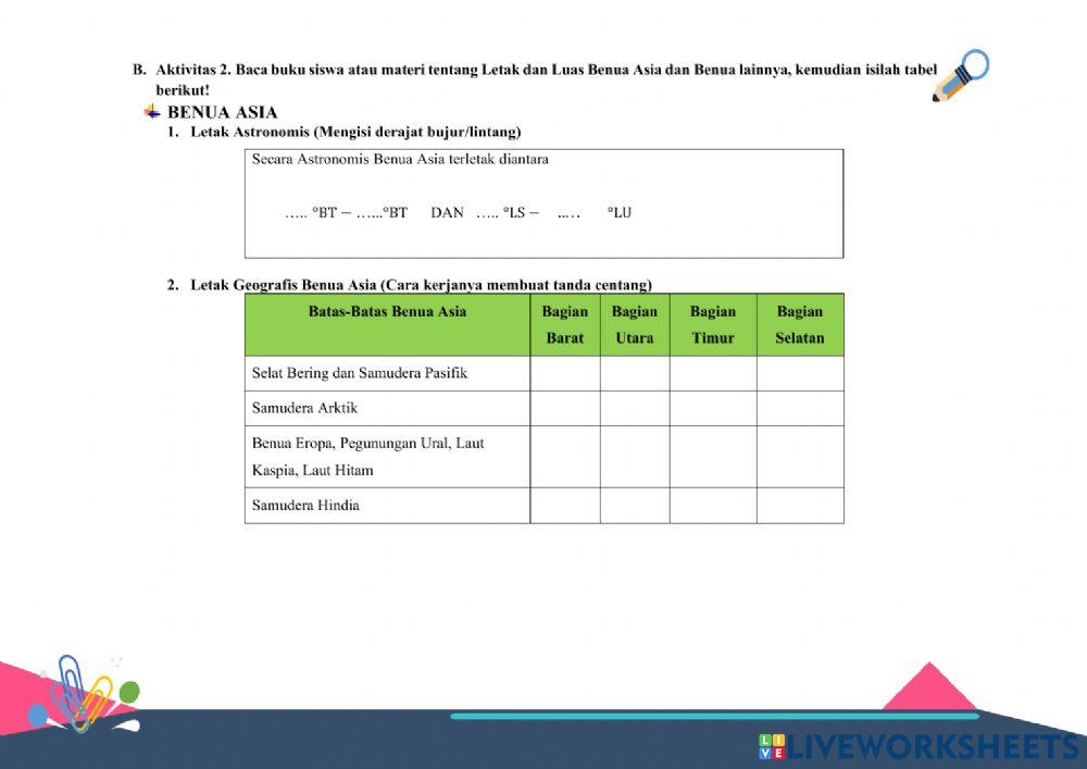 Letak dan Luas Benua Asia dan Benua Lainnya.