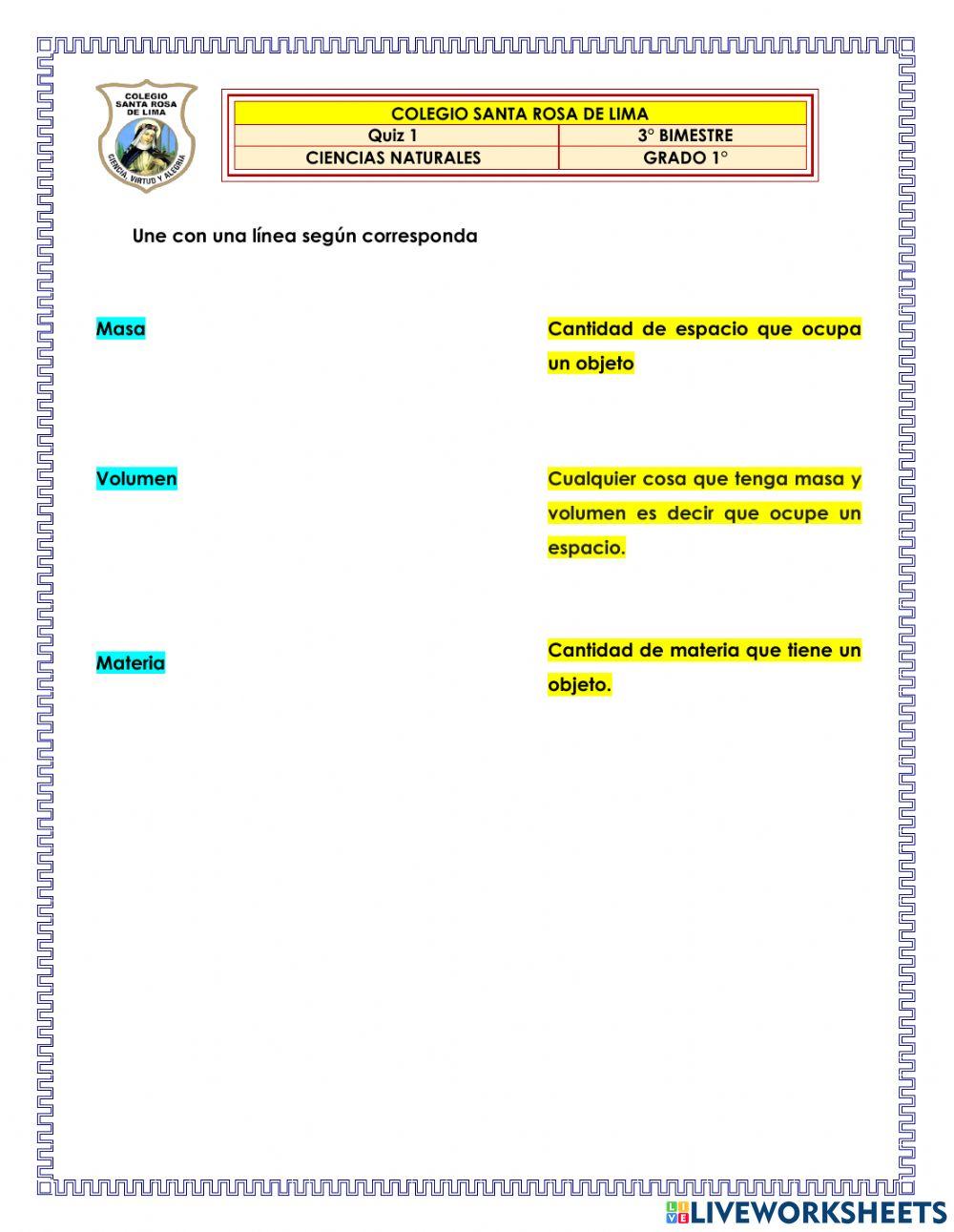 Masa, volumen y materia