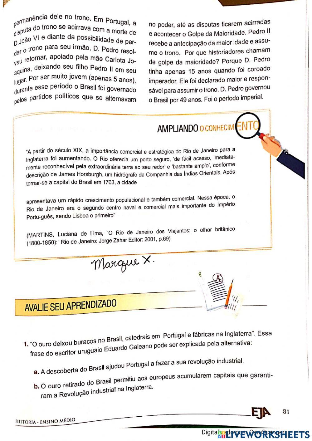 Brasil entrando no contexto de formação do capitalismo.