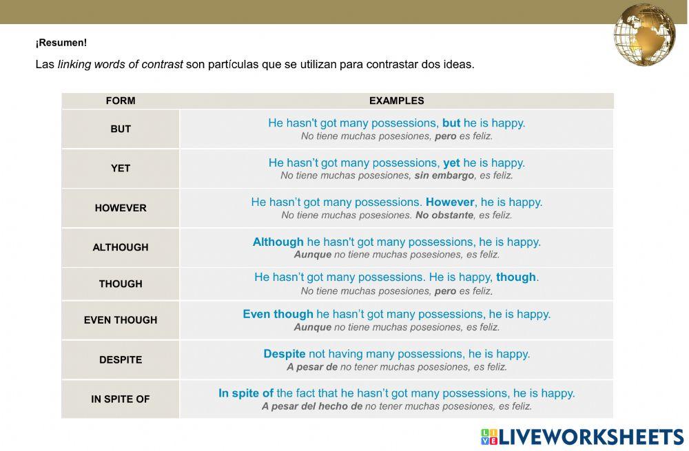 lesson Linking words of contrast