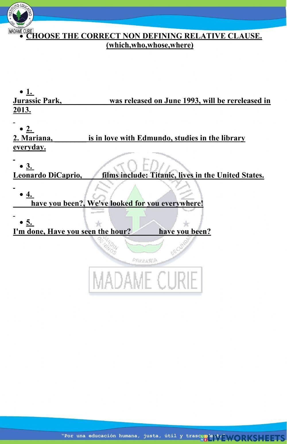 Week 18 nondefining relative clauses