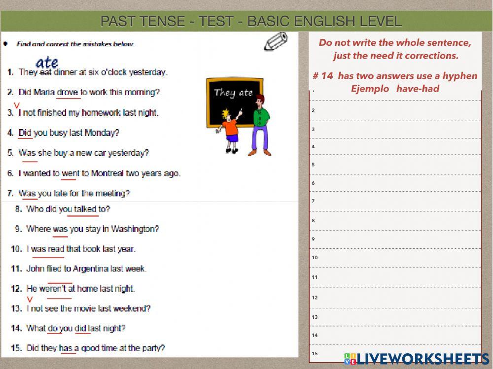 Past tense review basic english leverl