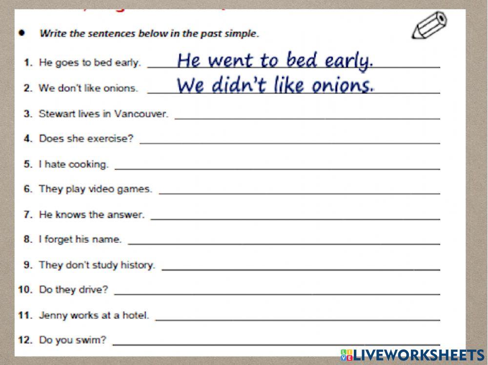 Past tense review basic english leverl