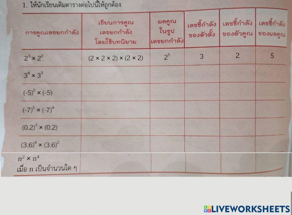 ทบทวนเลขยกกำลัง