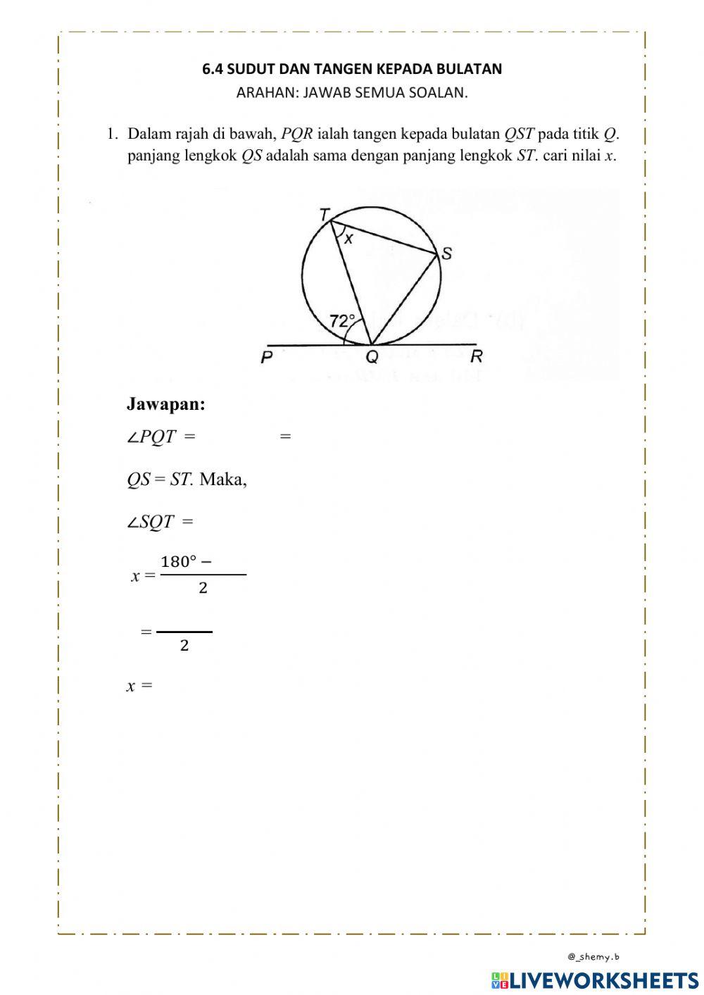 Tangen dalam bulatan