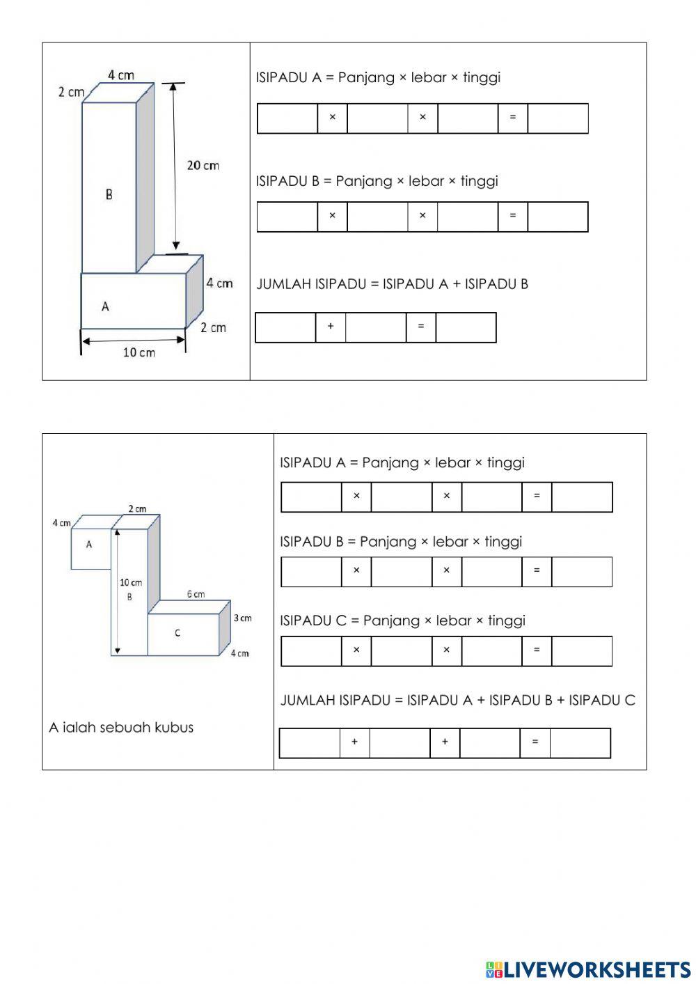 Isipadu gabungan bentuk 3d