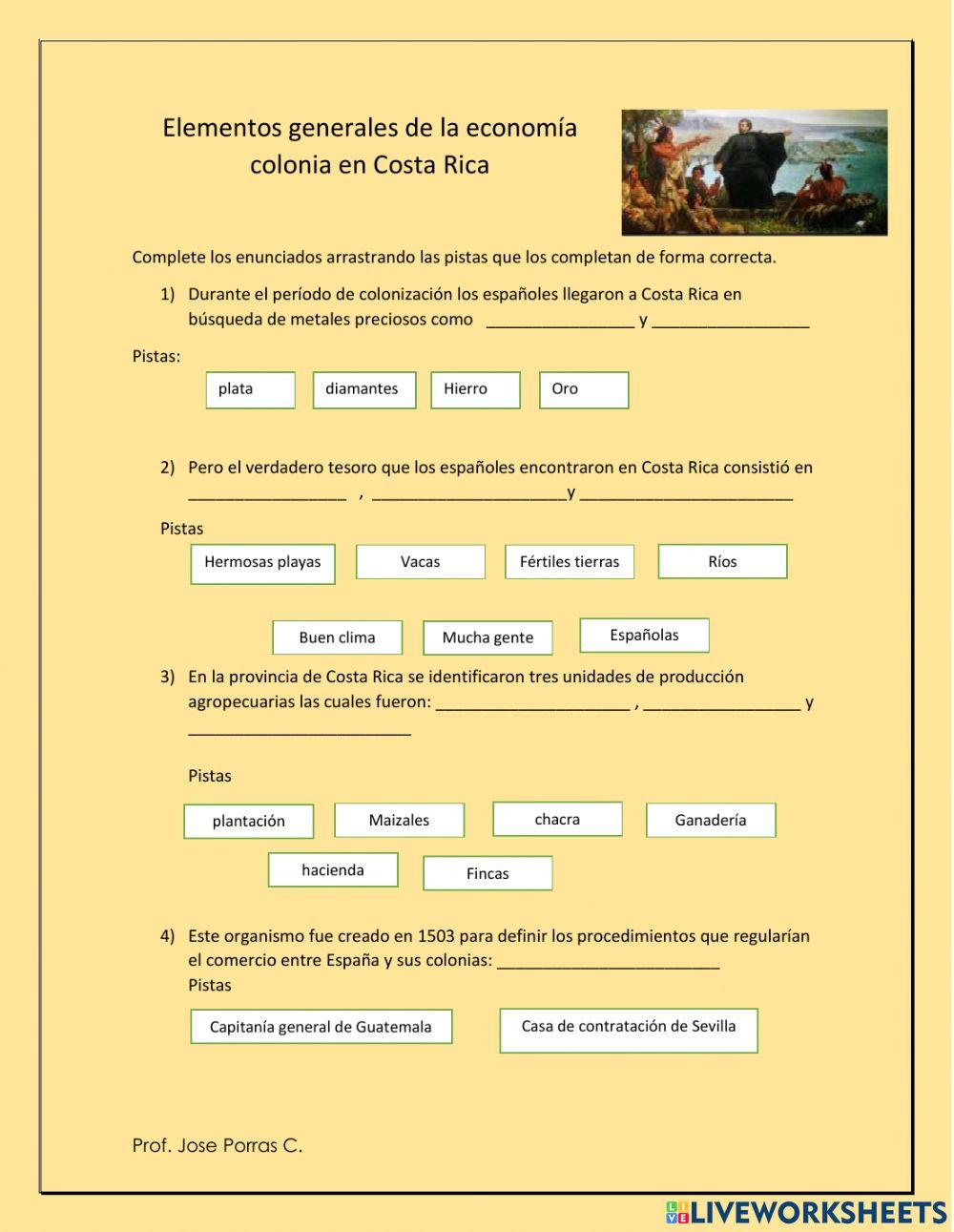 Elementos generales de la economía colonia en Costa Rica