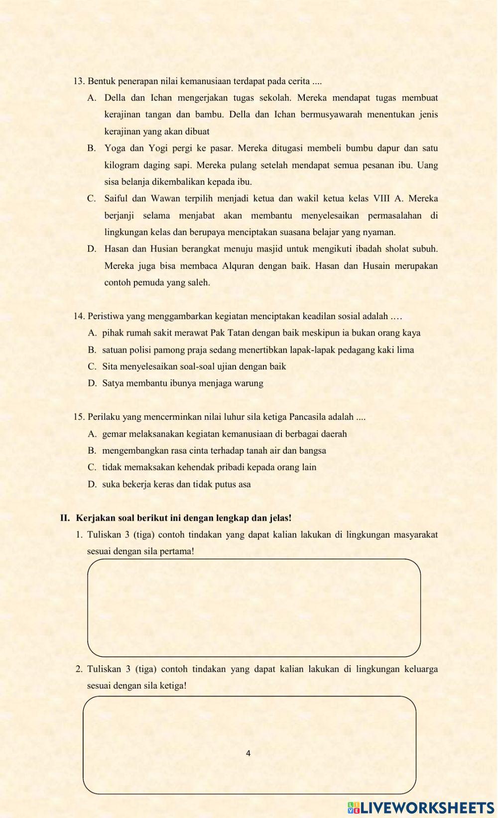 Penilaian harian ke 1 ppkn kelas 8