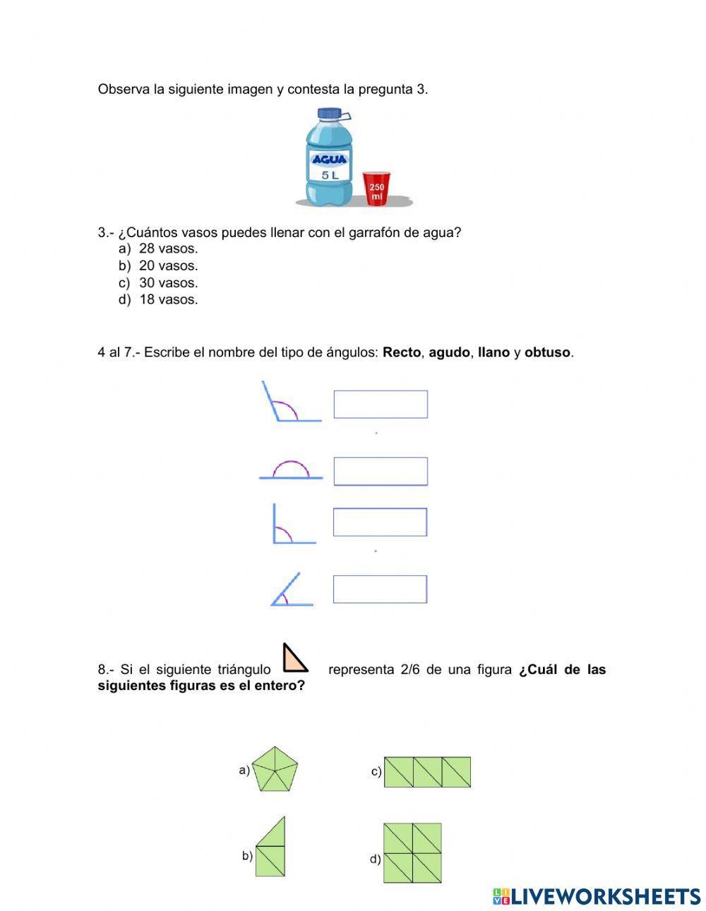 Examen diagnóstico sexto grado