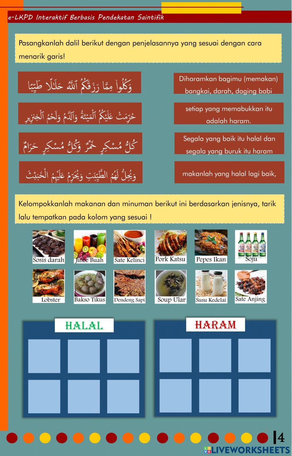 E-LKPD INTERAKTIF BERBASIS PENDEKATAN SAINTIFIK Mengonsumsi Yang Halal dan Menjauhi Yang Haram
