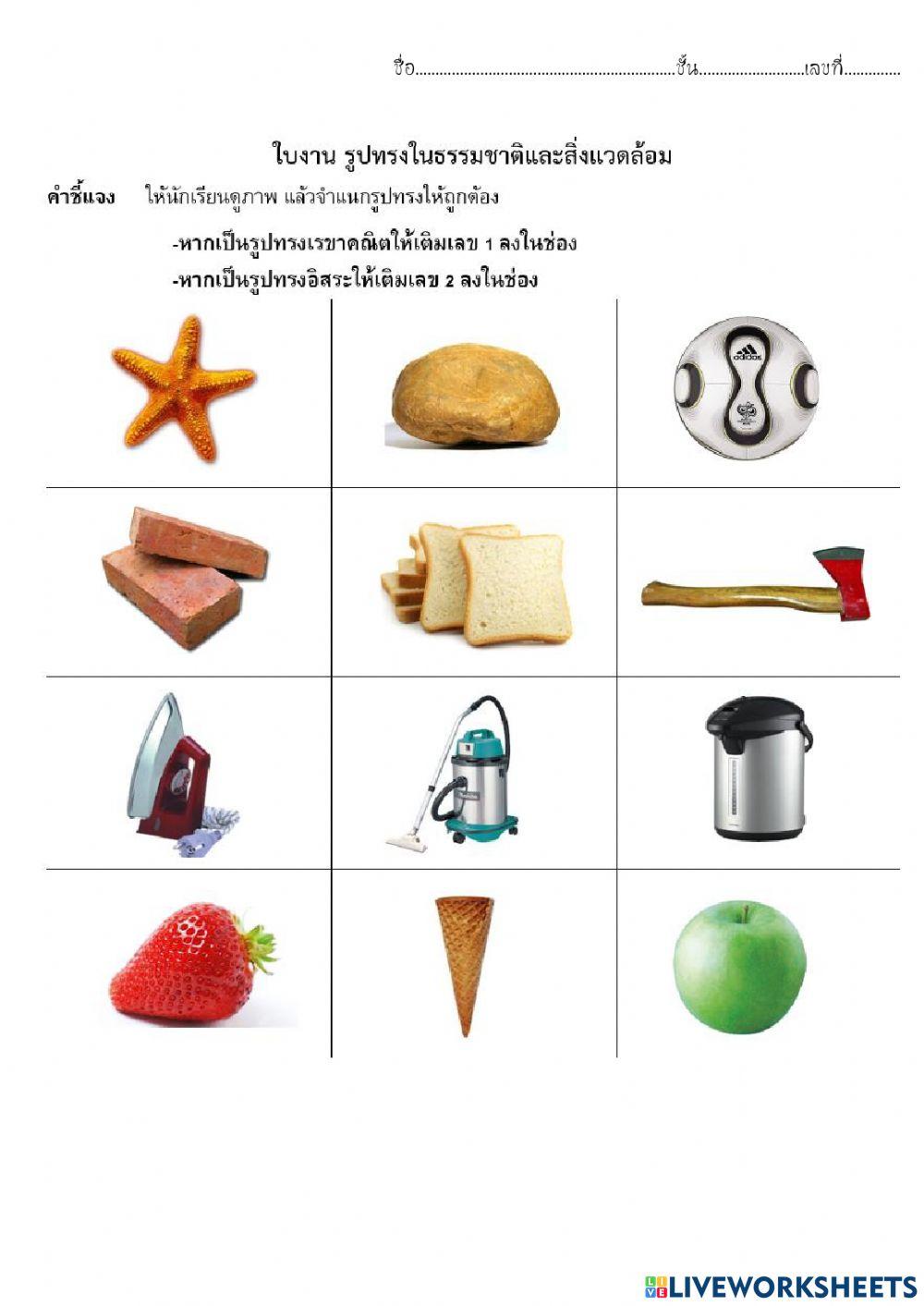 รูปทรงอิสระในธรรมชาติและสิ่งแวดล้อม