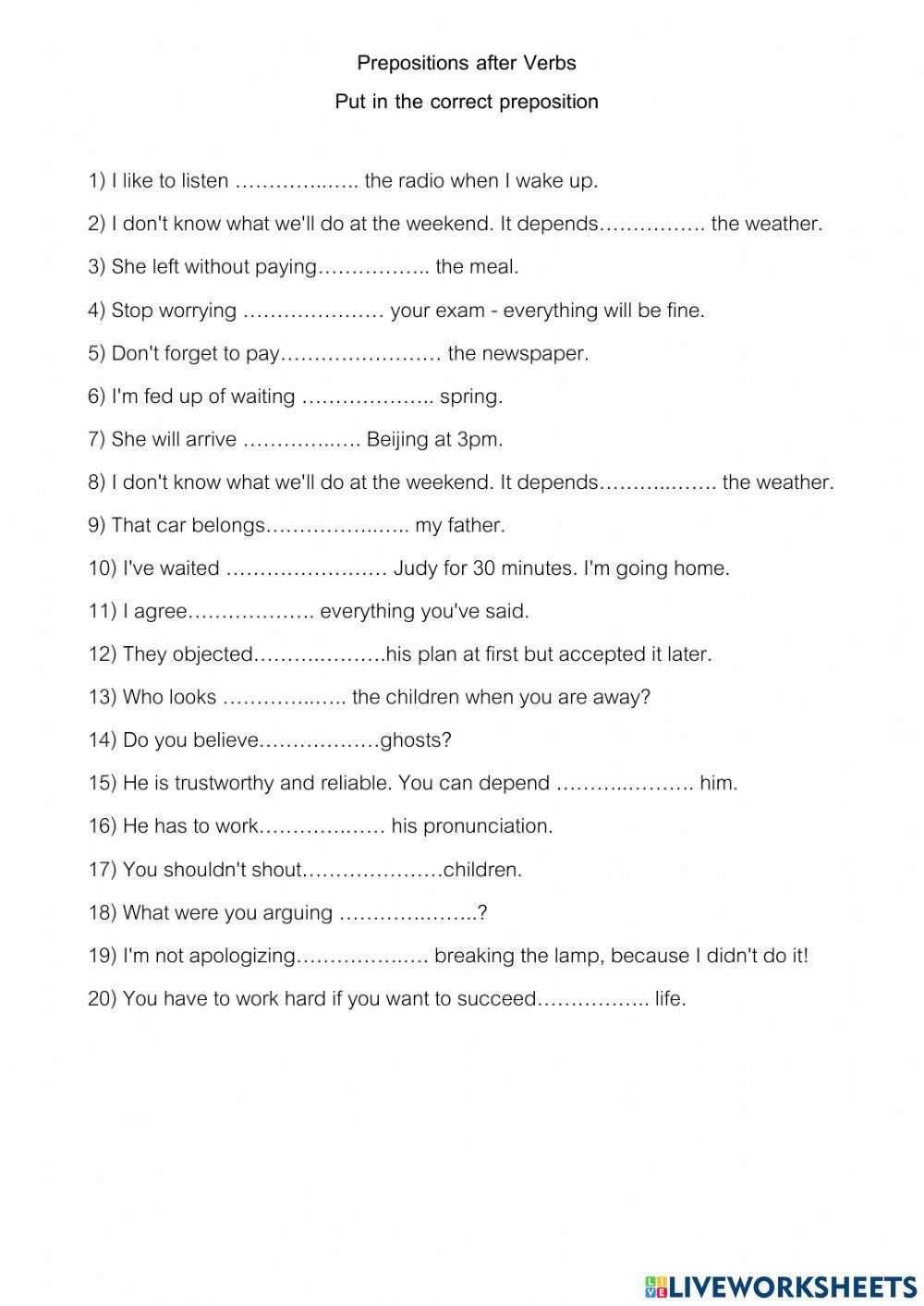 Preposition with verb