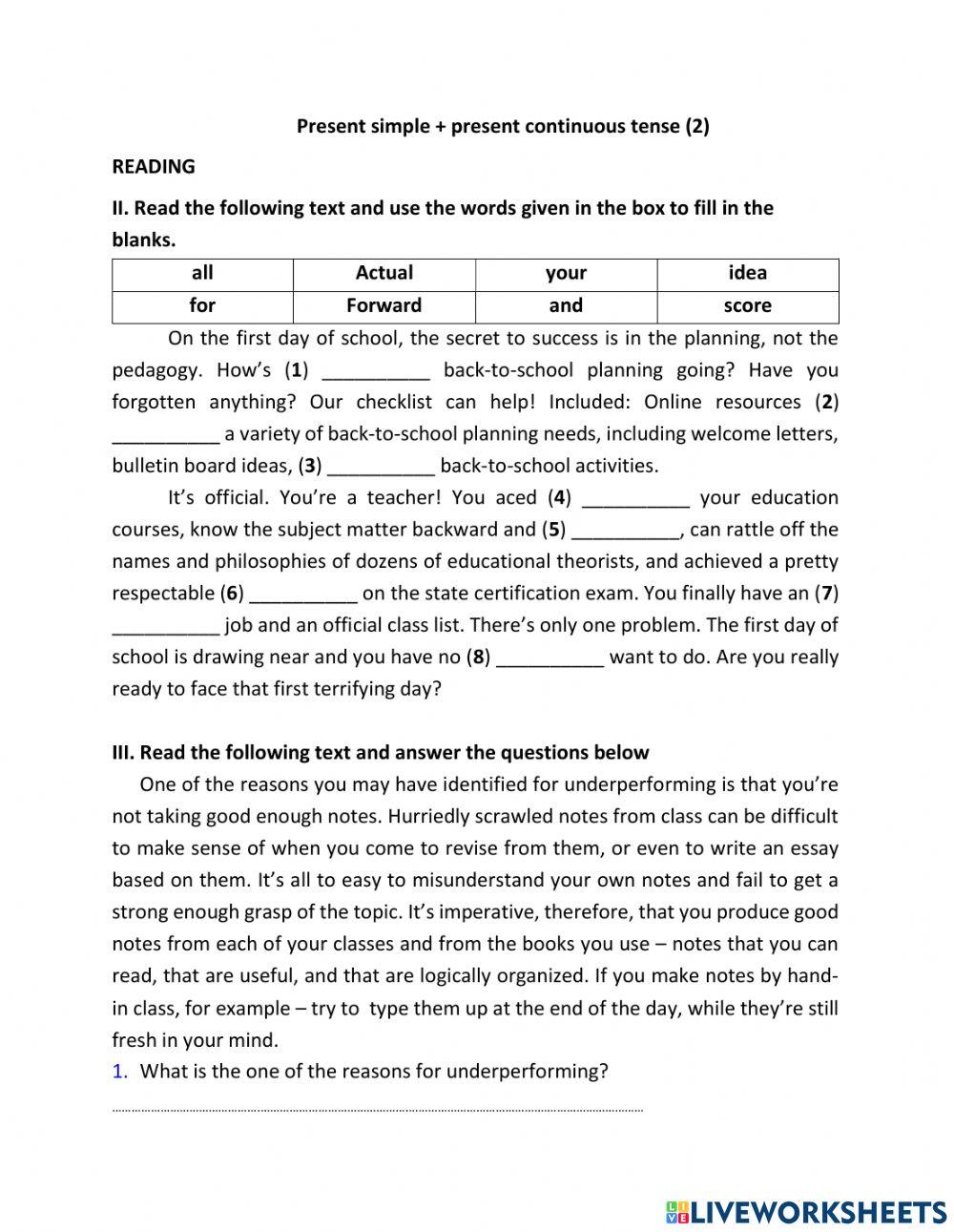 Present simple & continious