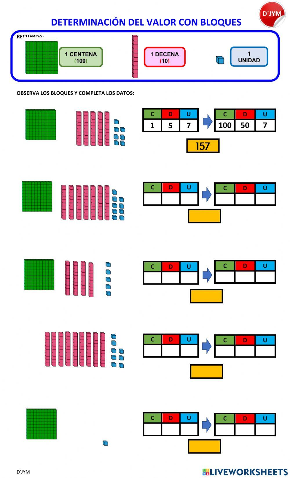 Centena - Decena - Unidad (Descomposición hasta el 199)