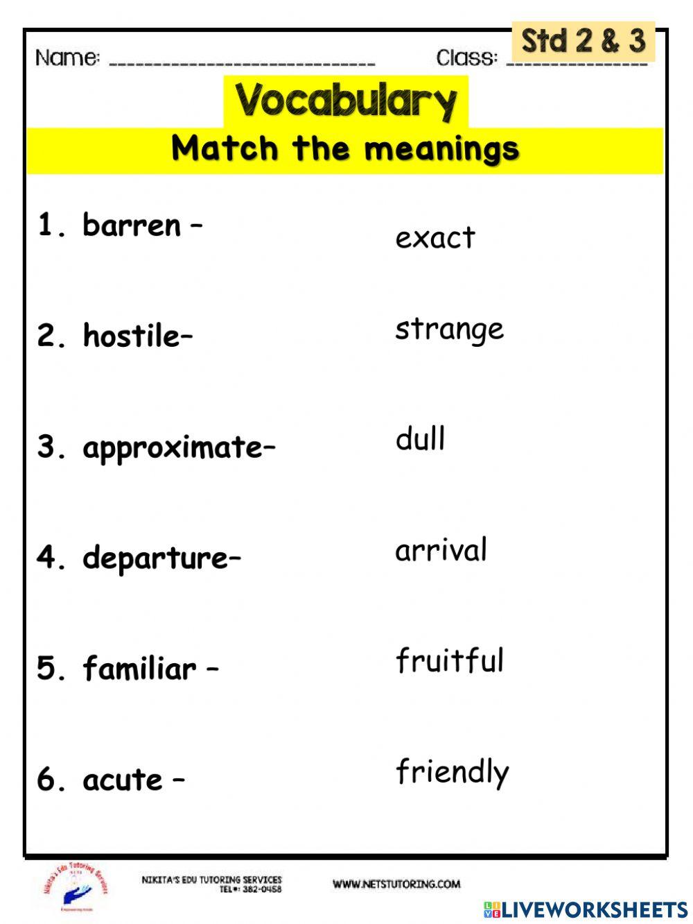 Spelling and Vocabulary Test 6