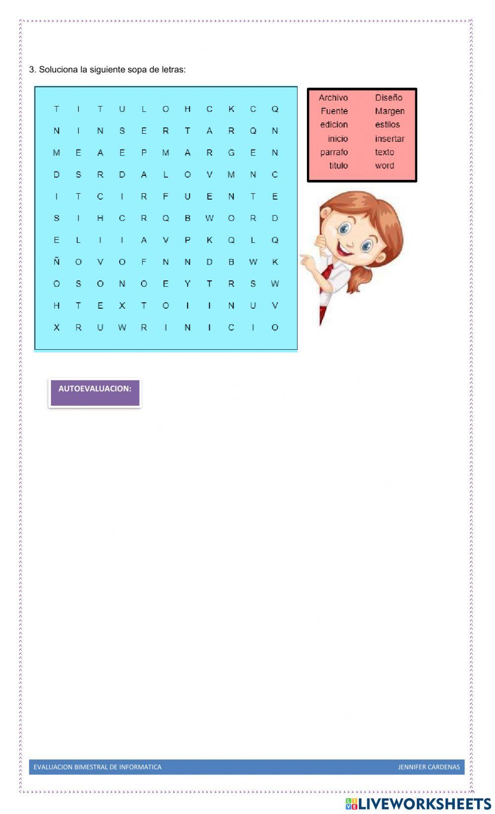 EVALUACION BIMESTRAL INFORMATICA TERCER PERIODO