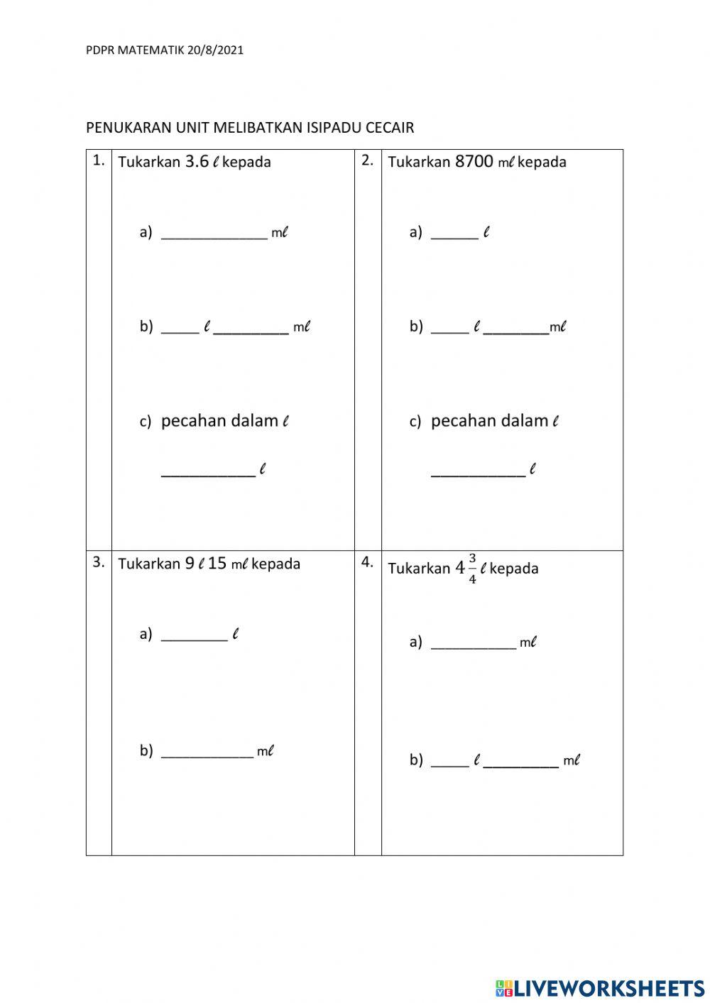Penukaran unit isipadu cecair