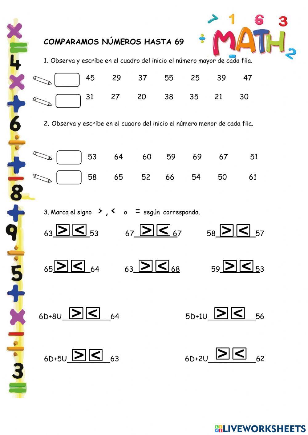 Comparación de números 69