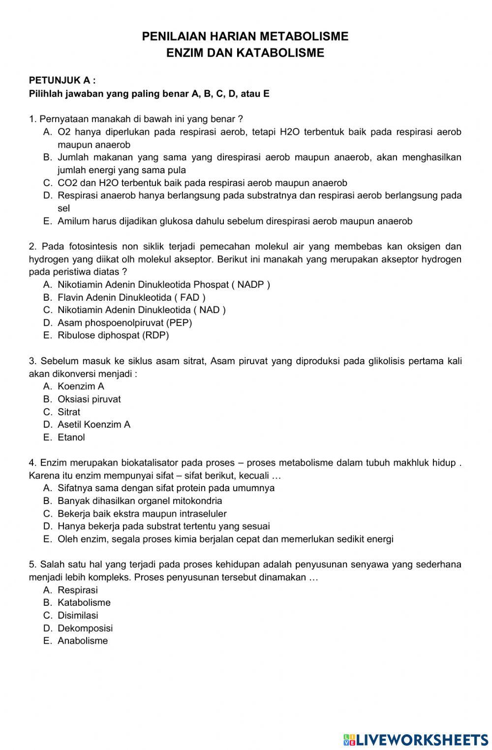Ph metabolisme - enzim & katabolisme