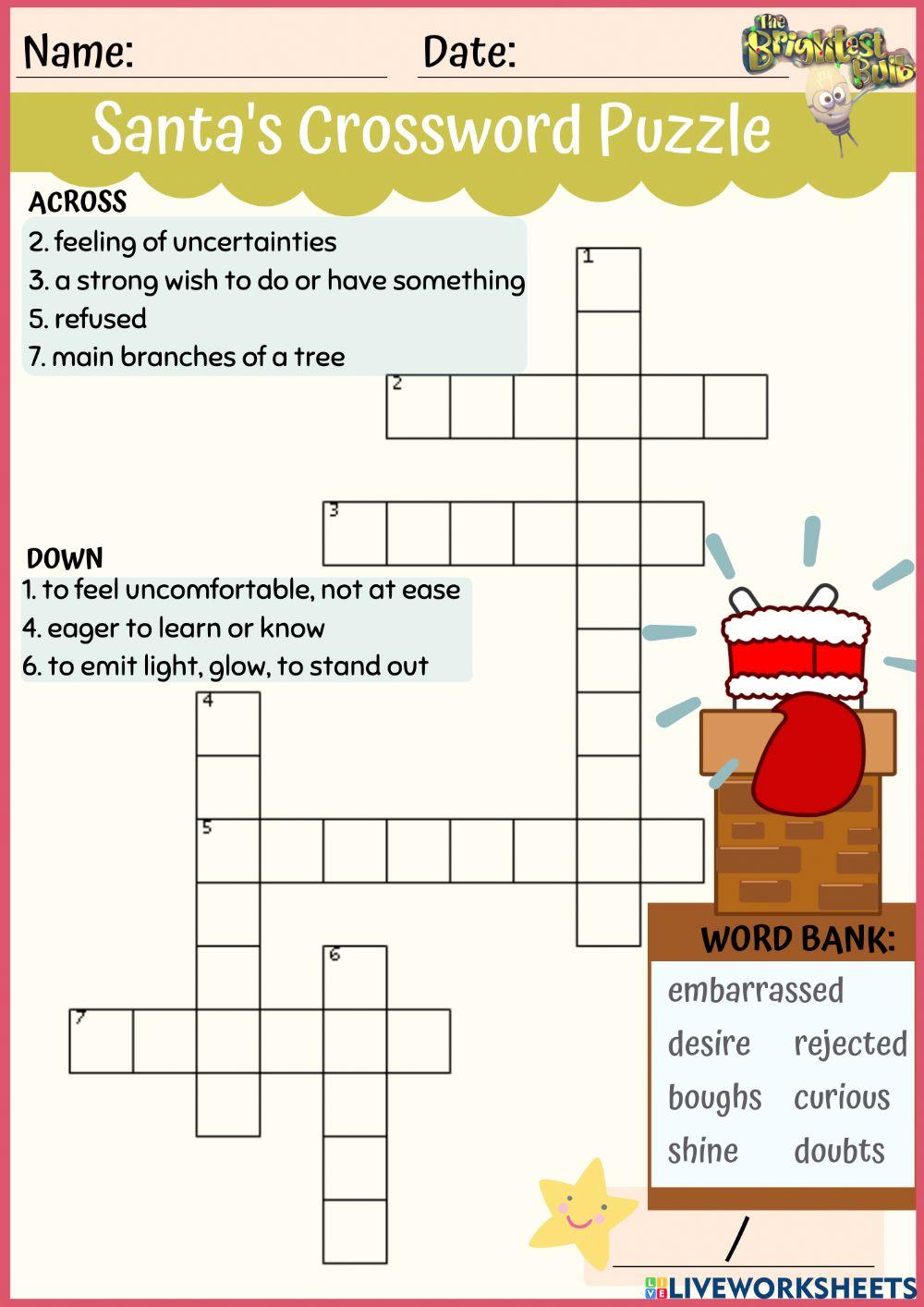 Santa's Crossword Puzzle worksheet | Live Worksheets