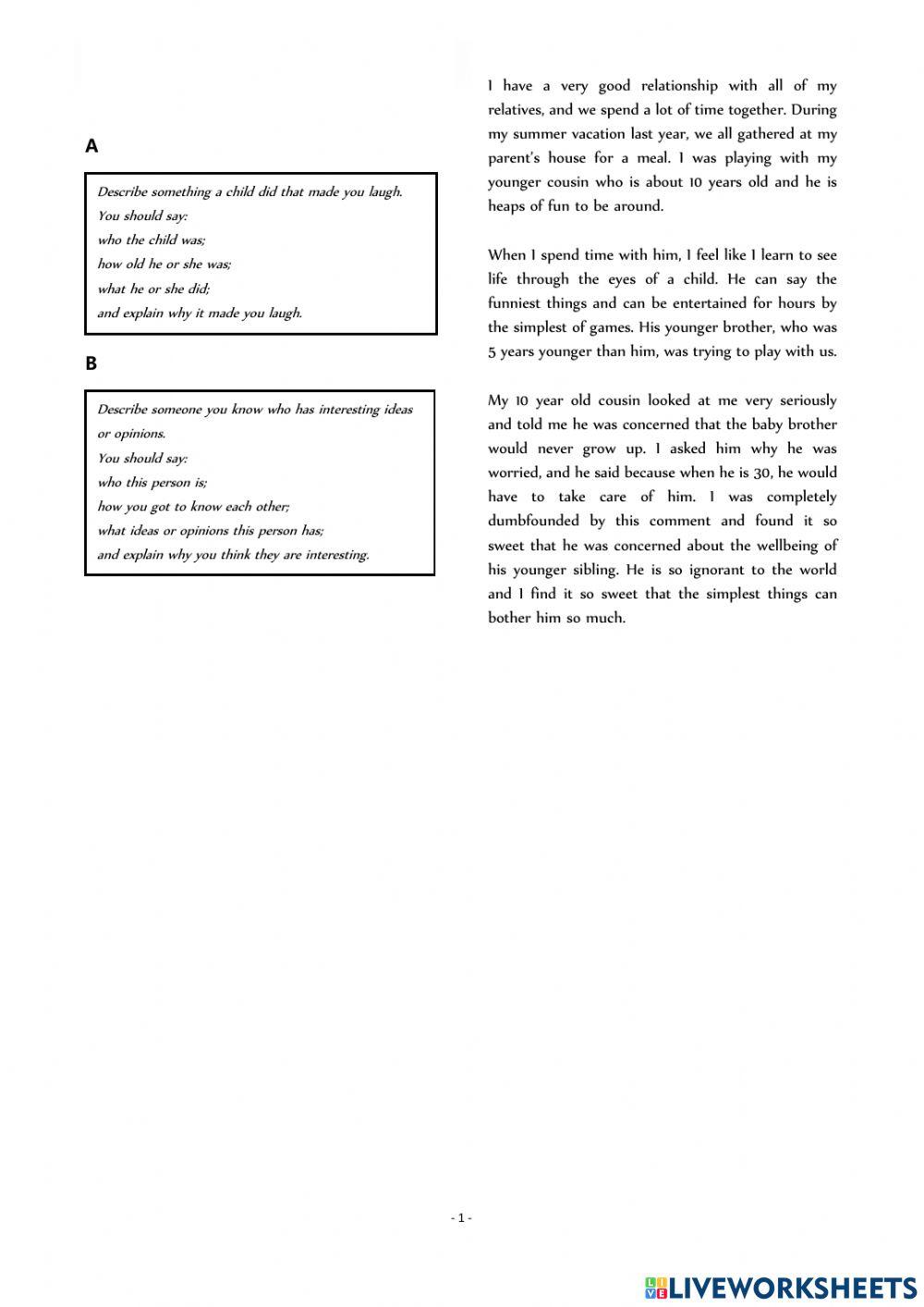 CEL IELTS speaking part 2