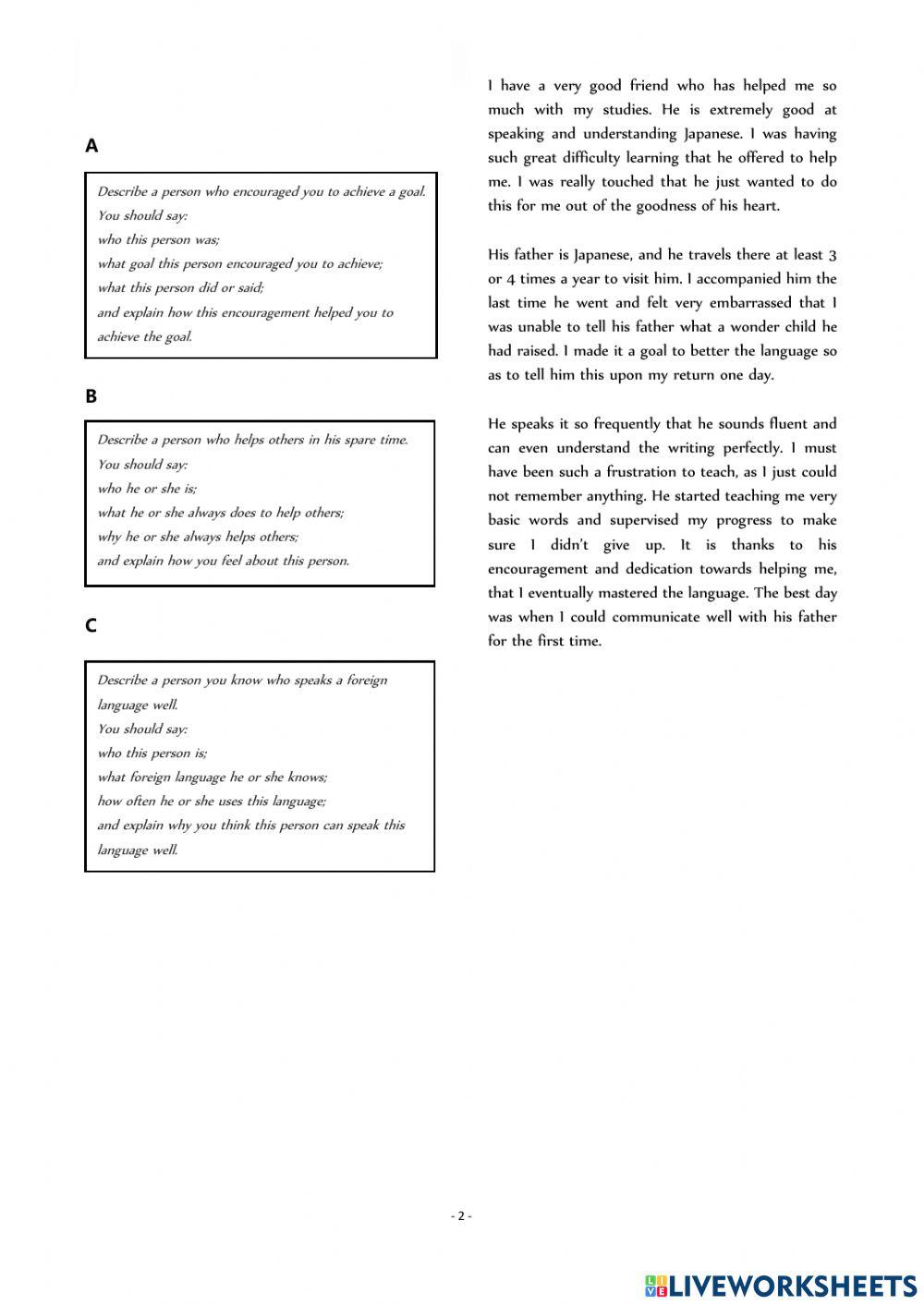 CEL IELTS speaking part 2