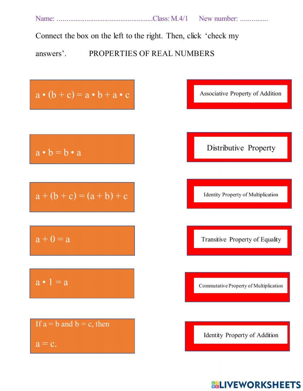 Properties of real numbers