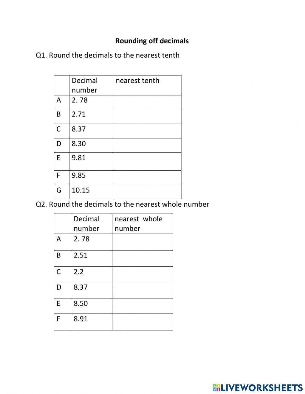 Rounding off Decimals