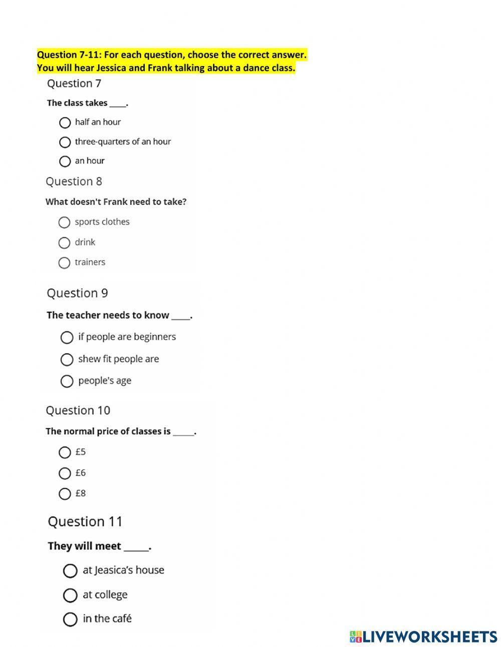KET Unit 1 Listening test No.2