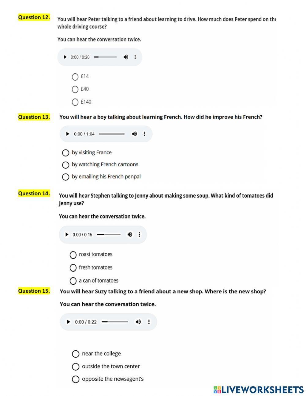 KET Unit 1 Listening test No.2