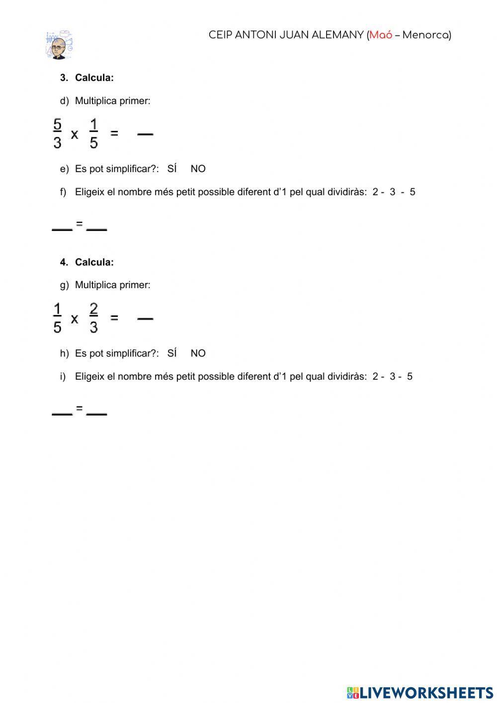 Multiplicació de fraccions (i)