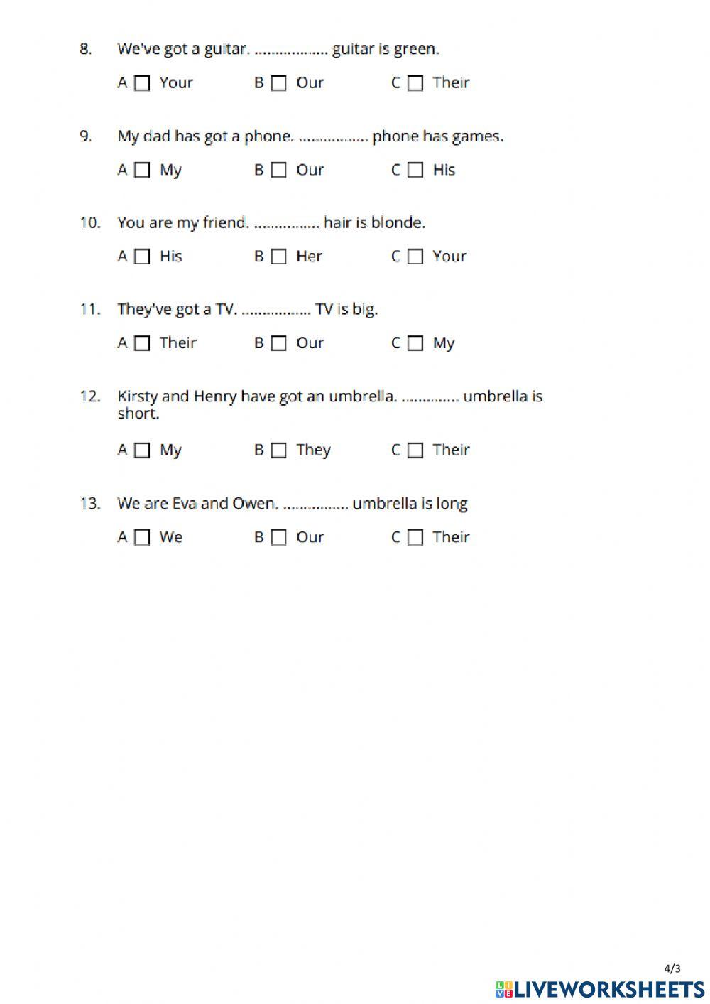 Weekend worksheet 3 - grade 4