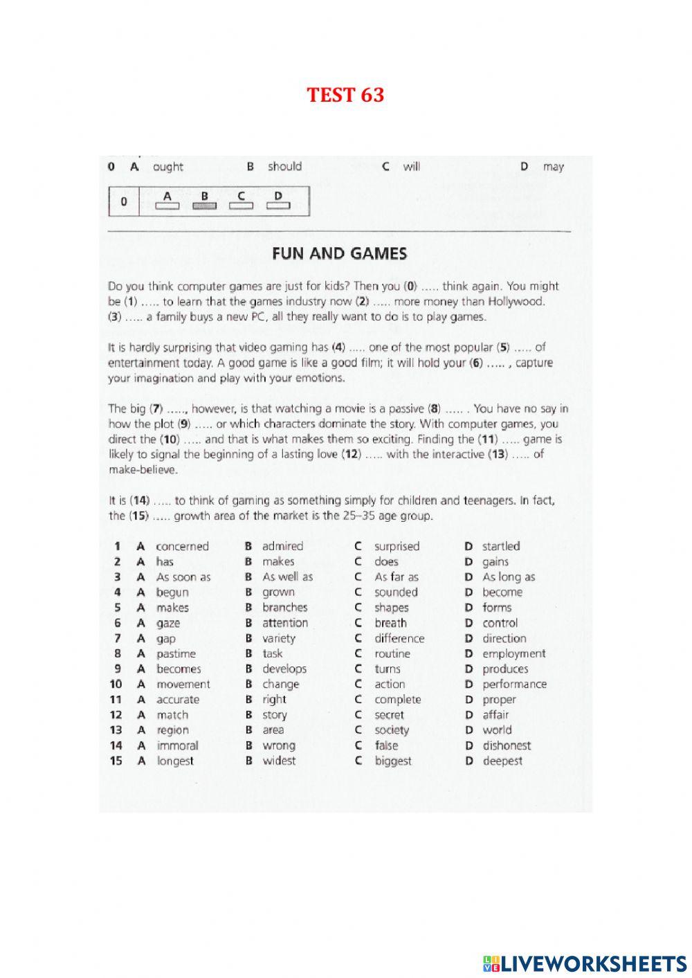 Use of English part 1 - Test 62-67