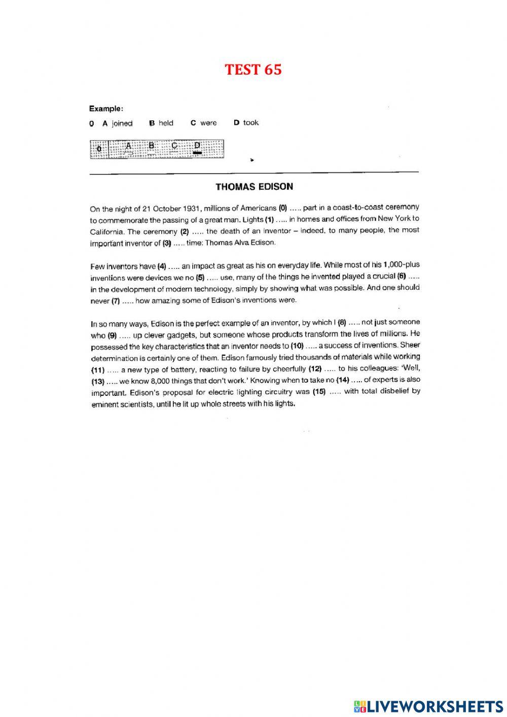 Use of English part 1 - Test 62-67