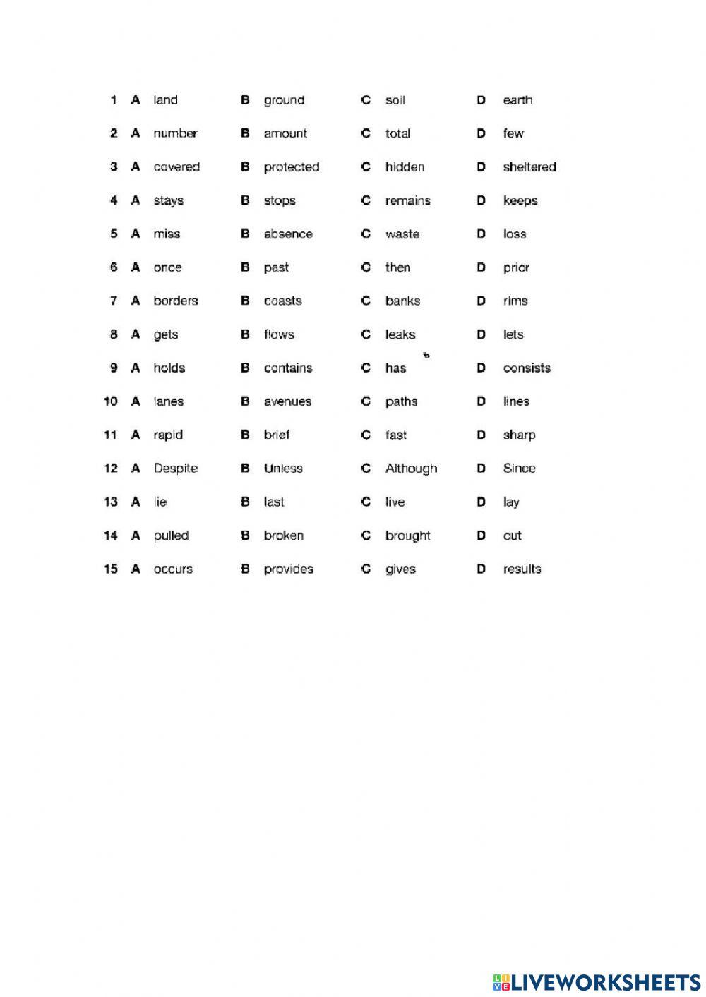 Use of English part 1 - Test 62-67