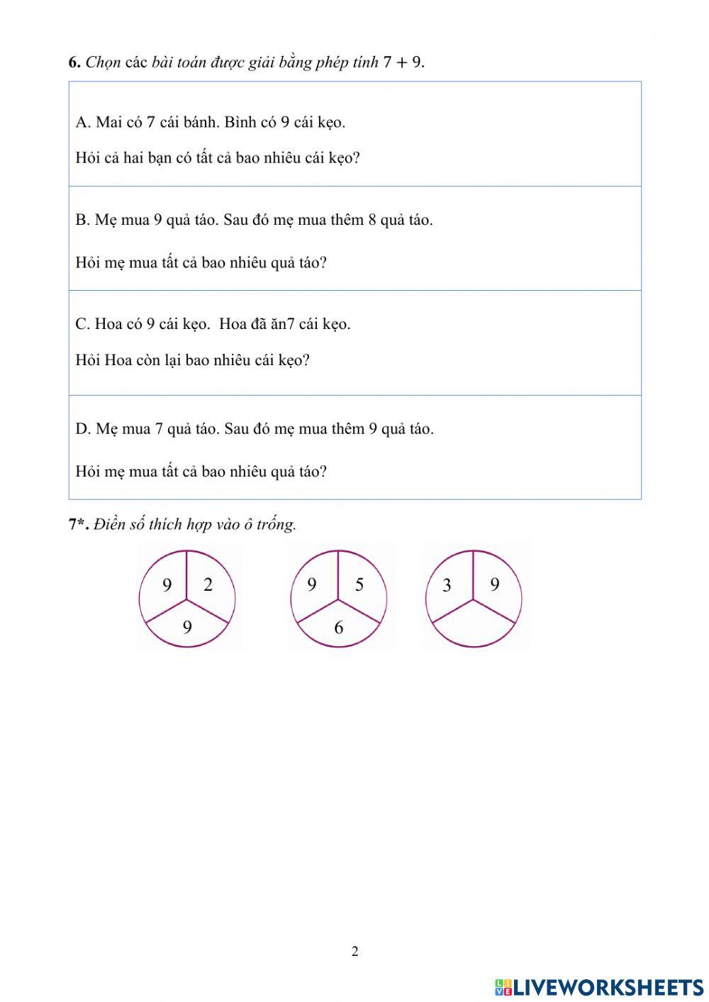 Phép cộng với 9