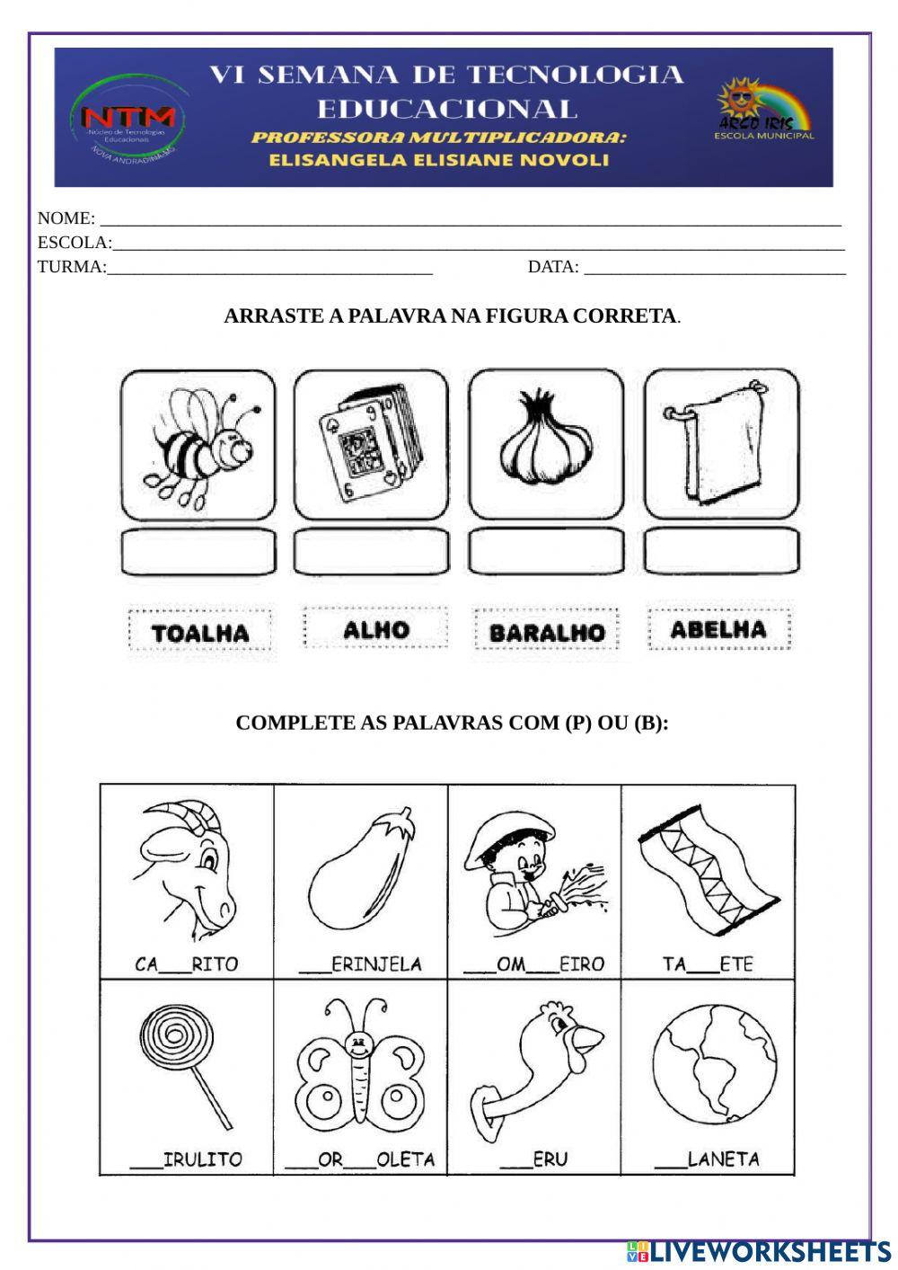 Atividades alfabetização