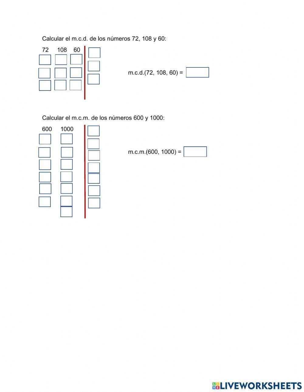 Taller m.c.d y m.c.m