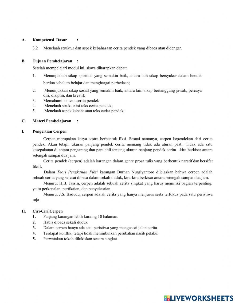 Struktur dan Kebahasaan Cerpen