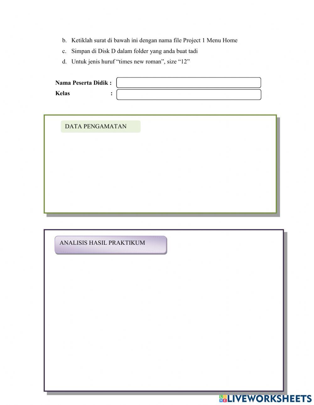 LKPD Praktikum Teknologi Perkantoran - Aplikasi Pengolah Kata - menu Home