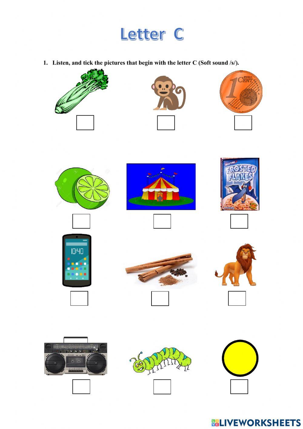 Listening: Words with beginning C sound -s-