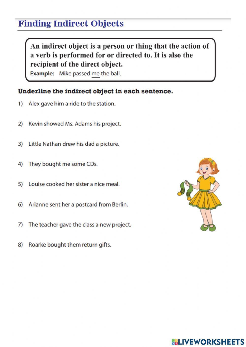 6th: August 23rd- direct and indirect objects