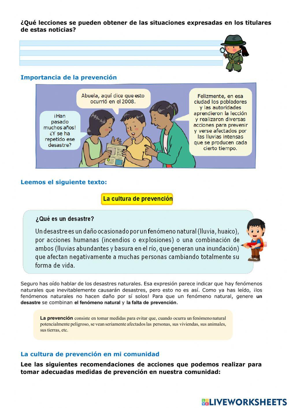 Planificamos acciones para una cultura de prevención o el aprovechamiento de los fenómenos naturales