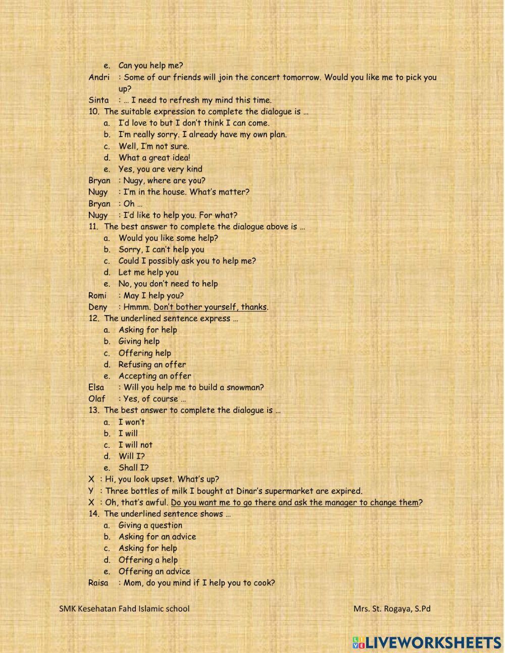 Asking and offering help