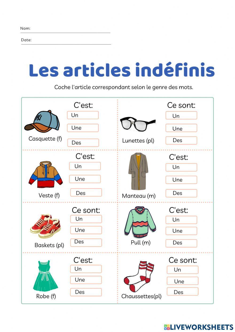 Les indéfinis el tes vetements