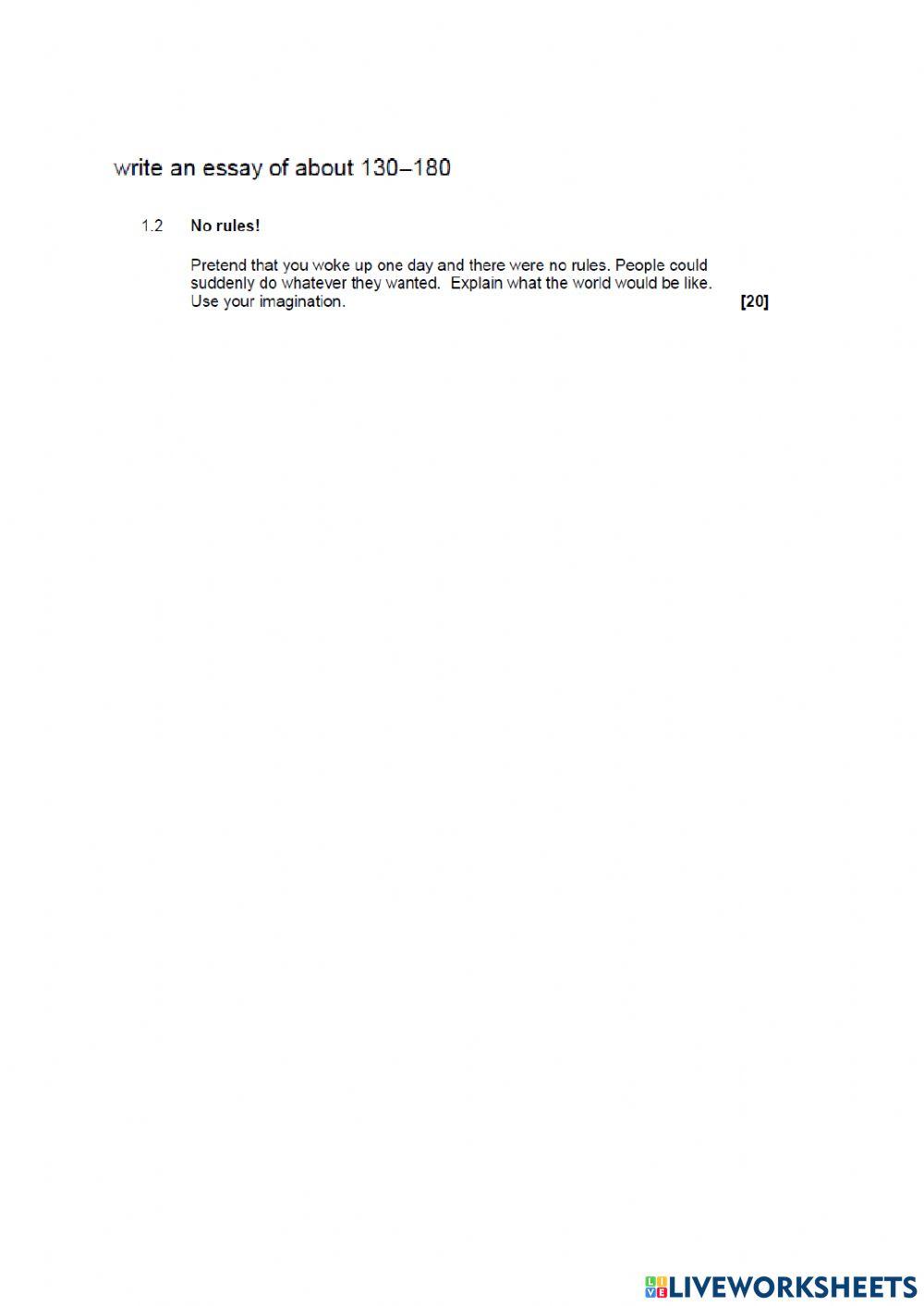 English paper 3 Essay part 1