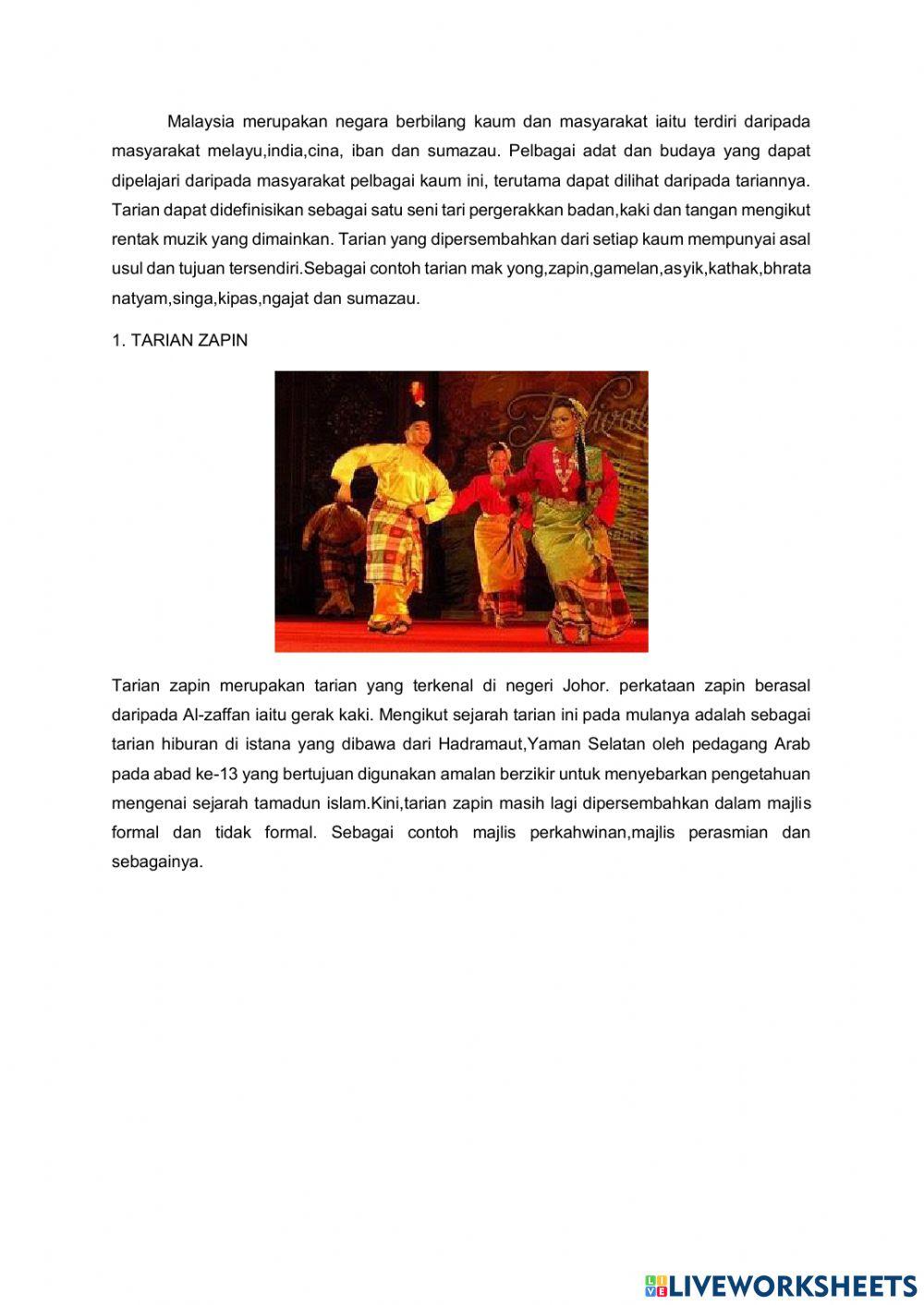 Jenis Tarian Kebudayaan di Malaysia