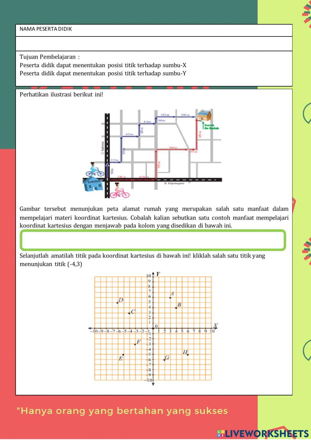 LKPD Posisi titik terhadap sumbu- X dan sumbu-Y y