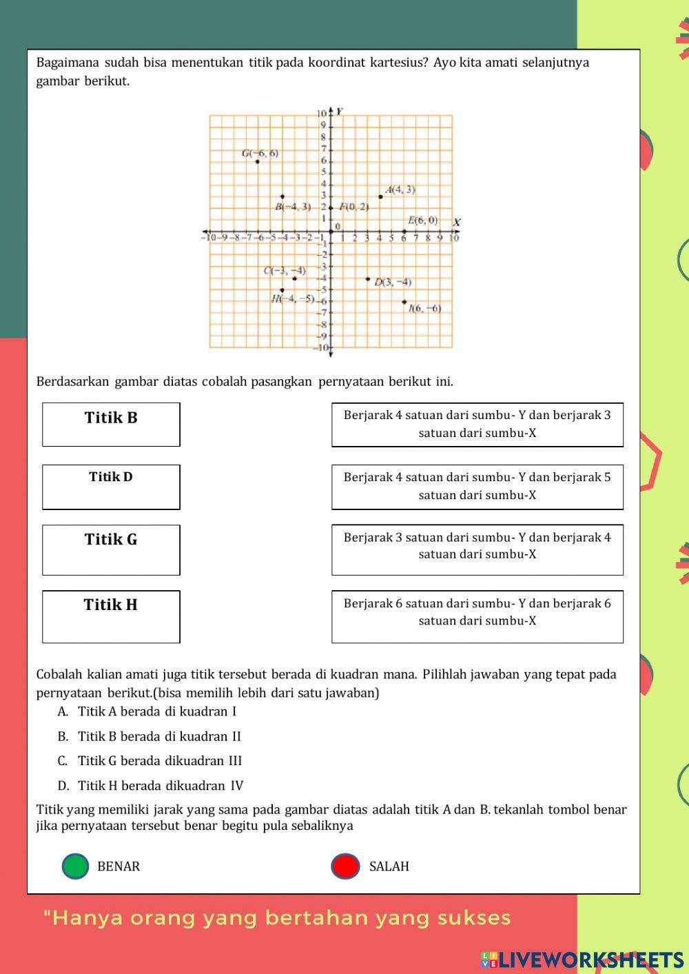 LKPD Posisi titik terhadap sumbu- X dan sumbu-Y y