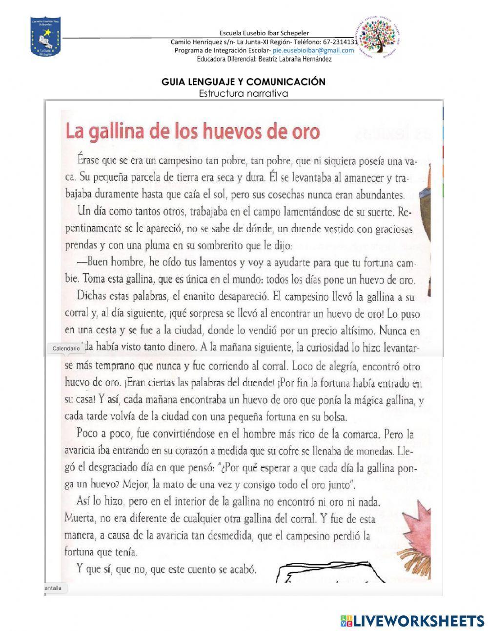 Actividad -La gallina de los huevos de oro-